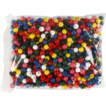 Träpärlemix 10 mm Mixade Färger 680 st Träpärlor