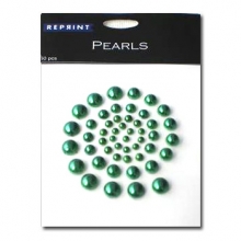 Självhäftande halvpärlor Pearls 50 st Green Rhinestones