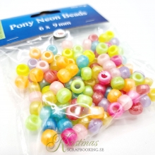 Pony Beads Självlysande 6x9 mm 30 g Kongopärlor