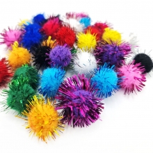 Pompoms - 15 + 20 mm - Glitter Färger - 33 st