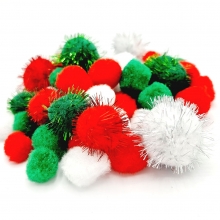 Pompoms 20-35 mm Jul Färger 50 st Pompong Juldekorationer DIY