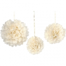 Pompom 3-pack Creme - Happy Moments