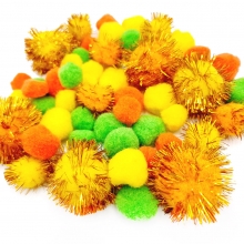 Pompoms - 20-35 mm - Påsk Färger - 50 st