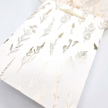 Presentpåse - 5 st - Ängsblommor Guldfolie - 20x8x15