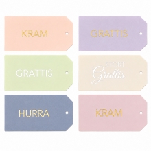 Etiketter - Grattis Tags - 18 st - Pastellfärger