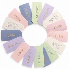 Etiketter - Grattis Tags - 18 st - Pastellfärger
