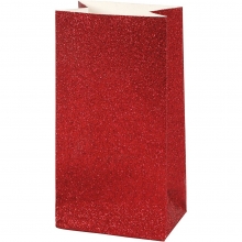 Papperspåsar 8 st H: 17 cm Glittrande Röd Presentpåse Papperspåse Presentinslagning