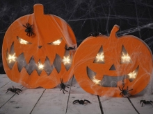 Pumpa med belysning Glad Höjd: 20 cm Halloweenpyssel Höstpyssel