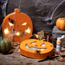 Pumpa med belysning Läskig Höjd: 25 cm Halloweenpyssel Höstpyssel