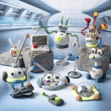 Stone Clay och Foam Clay Lera - Blå Grön Mix - 5 st