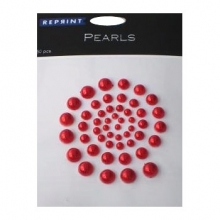 Självhäftande halvpärlor - Pearls 50 st - Red