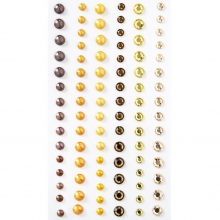 Självhäftande Rhinestones & Pearls - Gold - 90 st
