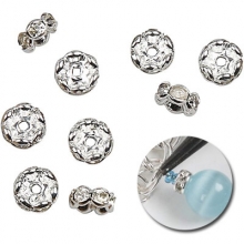 Rondell Ringar Med Rhinestones 8mm 9 st Silver Mellanled
