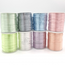 Satinsnören 2 mm Pastellfärger 8 st x 50 m Sidenband Storpack