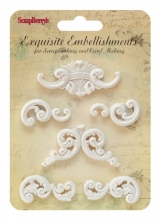 Polymer Figurer Ornament Swirls Scrapberrys 6 st Dekorationsfigur