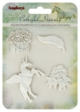 Polymer Figurer Ornament Colorful dreams Scrapberrys 4st Dekorationsfigur