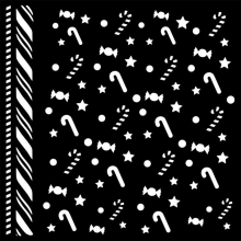 Schablon 18x18 cm - Candy Christmas Candycane Pattern
