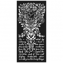 Schablon 12x25 cm - Gardens of Time - Clock and Writing