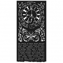Schablon 12x25 cm - Gardens of Time - Clock and Butterfly