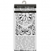 Schablon 12x25 cm - Gardens of Time - Clock and Butterfly