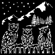 Schablon 20x25 cm - The Owl's House - Owls