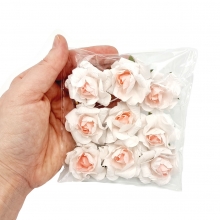 Pappersrosor För Pyssel - 40 mm - Rosa / Vit - 9 st