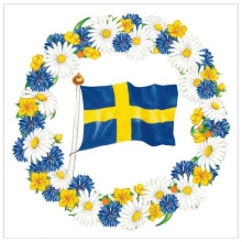 Servetter 33x33 cm - Blomkrans och Flagga