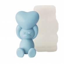 Silikonform Ljusformar - Teddy Med Hjärta - 10 cm