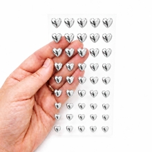 Pearls Silver Hearts - 45 st - Självhäftande Silverhjärtan