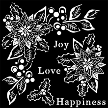 Schablon Stamperia - Christmas Joy, Love, Happiness - 18x18 cm