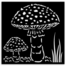 Schablon 12x12 cm - Whispering Woods - Mushrooms