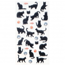 Klistermärken med kattmotiv i svart. Mjuk velvet-yta.