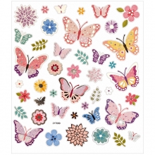 Folie Stickers - Fjärilar och Blommor - 15x16,5 cm