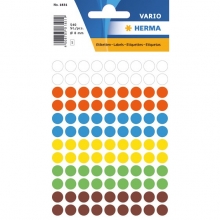Stickers Herma Label Etikett - 8 mm - Mixade Färger - 540 st