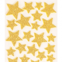 Glitter Foam Stickers - Guld/Silver Stjärnor - 132 st