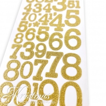 Glitterstickers 10 x 24 cm Guld Siffror 2 ark Klistermärken