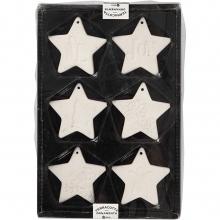 Stjärnor i terrakotta med tryck 7x7 cm 6 st Hängande Julpyssel