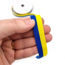 Satinband på rulle 15 mm - Gul & Blå - 5 m