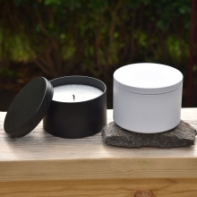 Rund Plåtburk Med Lock Ljustillverkning - Vit - 236 ml