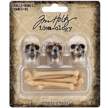 Miniatyr Halloween - Skulls and Bones - Tim Holtz - 12 delar