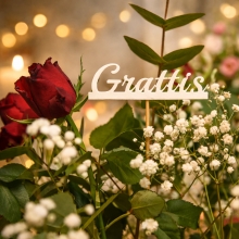 Grattis Skylt Med Pinne - Vit - 9 x 2,5 cm