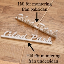 Glad Påsk Skylt Med Pinne - Vit - 9 x 2,5 cm