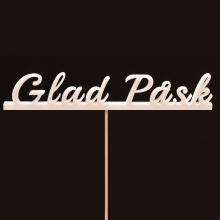 Glad Påsk Skylt Med Pinne - Vit - 9 x 2,5 cm