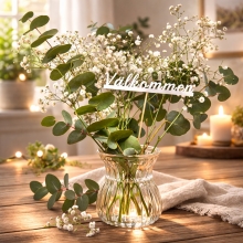 Välkommen Skylt Med Pinne - Vit - 14 x 2,5 cm