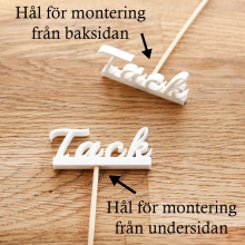 Tack - Skylt Med Pinne - Vit - 5 x 2,5 cm