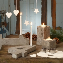 Adventsljusstake av fyra siffror, gjuten i betong Jul Pyssel Inspiration