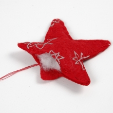 Stjärnformad tomtenisse av filt med glitter Jul Pyssel Inspiration
