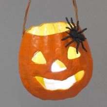 Pappfigur Halloween Pumpa med upphängning 8,5x9 cm Halloweenpyssel Höstpyssel