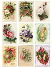 Vintage Foton A4 Reprint Cutout Flowers till scrapbooking, pyssel och hobby