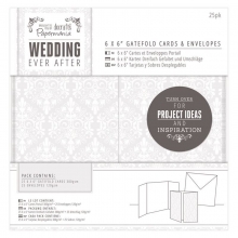 Bröllopskort med kuvert 25-pack 6"x6" White Damask Gatefold Papermania Kort